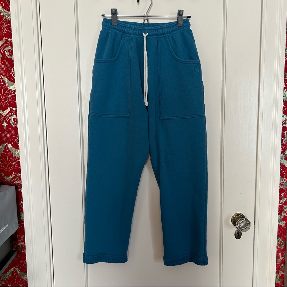 Big Bud Press Cropped Rolled Cuff Sweatpants, Marine Blue. Size S.